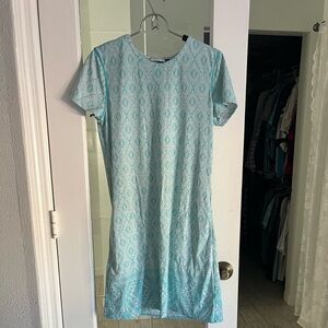 Cabana Life Light Blue Patterned Mini Dress